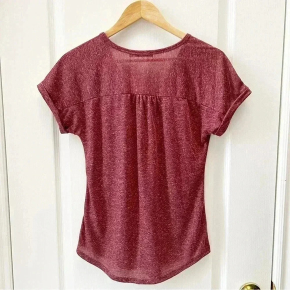 Ricki’s Linen Blend  Loose Fit V Neck T-Shirt Burgundy Size XS - Picture 7 of 16
